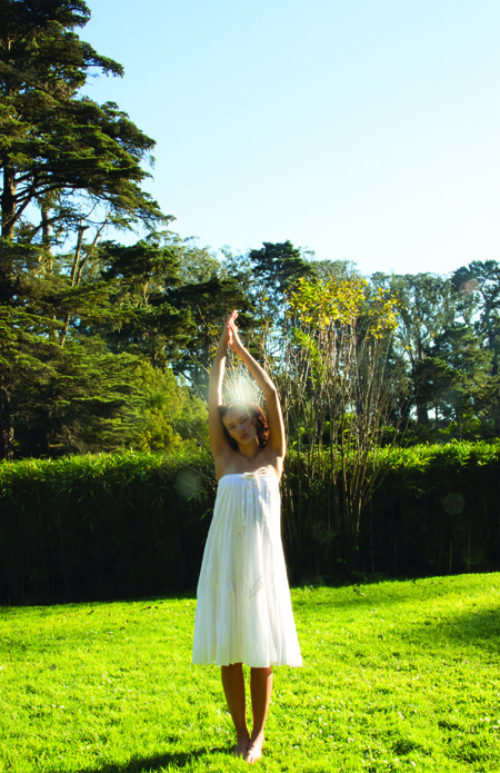 woman with a halo orb above her head