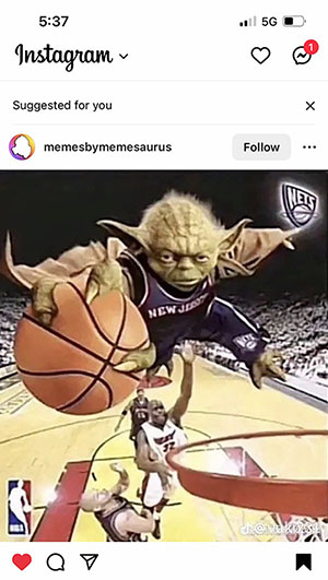 Yoda dunking meme